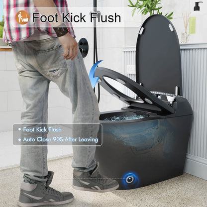 Matte Gray Auto Flushing Smart Toilet with Heated Seat