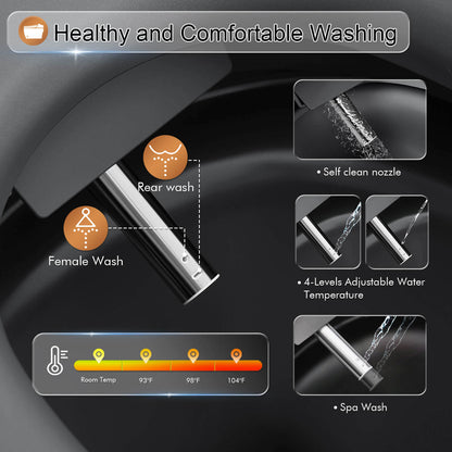 Matte Gray Smart Bidet Toilet with LED Screen Display