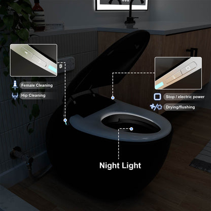 Modern Egg-Shaped Floor Mounted Smart Toilet with Built-in Water Tank