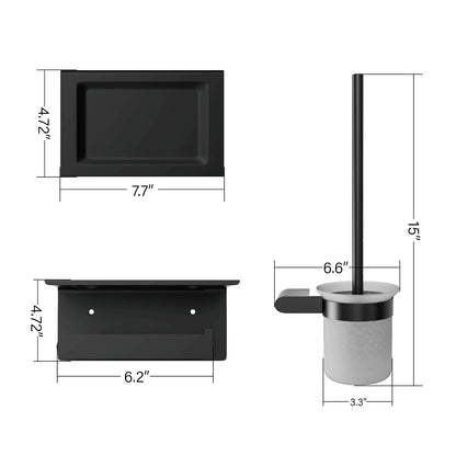 Matte Black Toilet Brush and Toilet Paper Holder Set