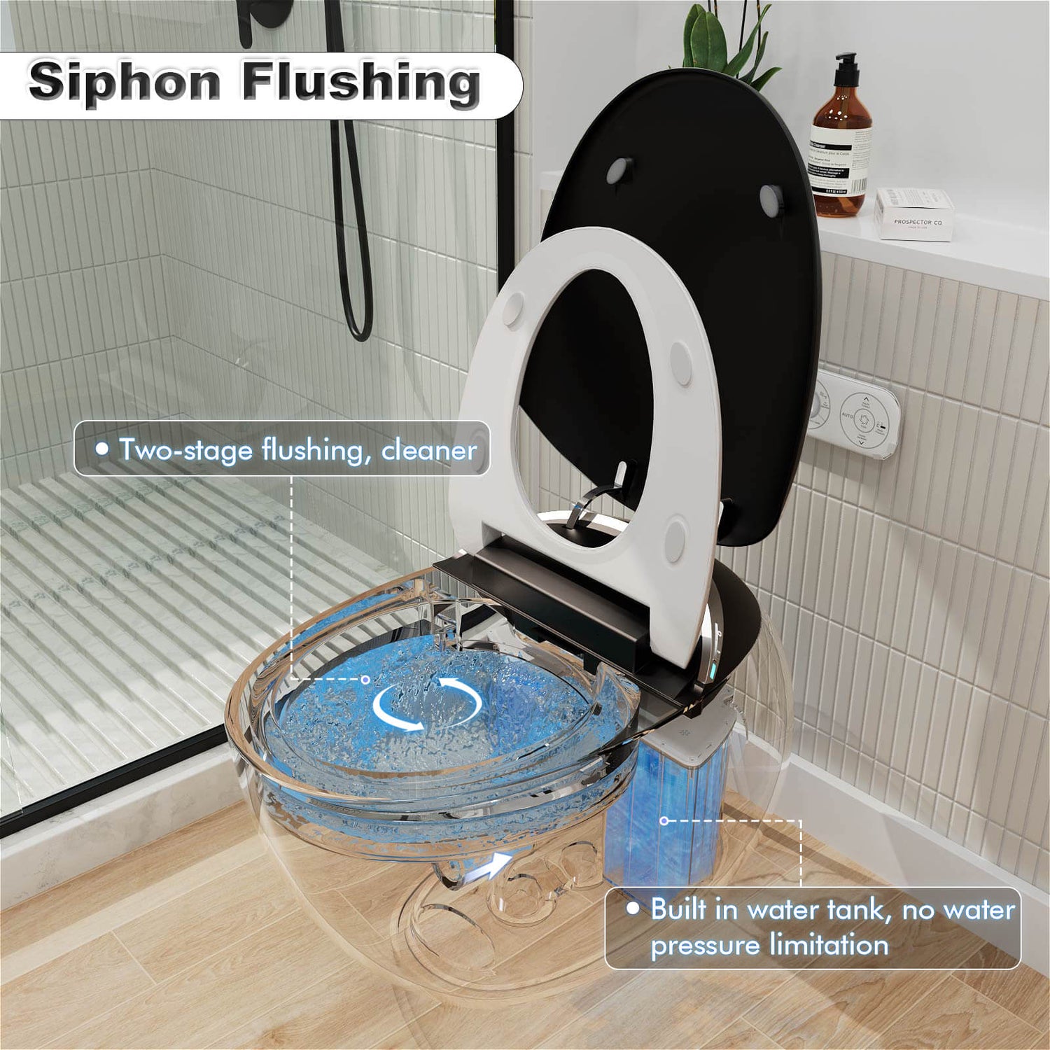 Modern Egg-Shaped Floor Mounted Smart Toilet with Built-in Water Tank