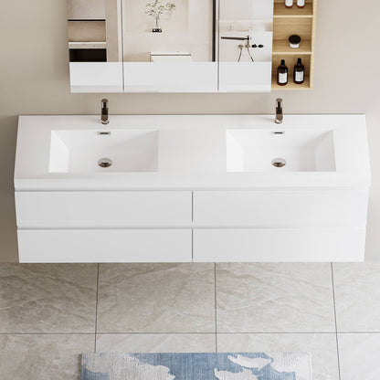 Minimalist 70 inch double sink vanity with sleek design