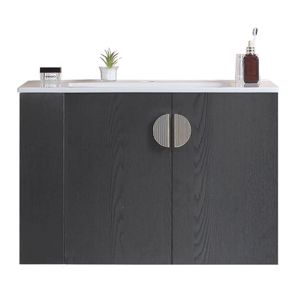 Minimalist bathroom vanity in bold matte black color