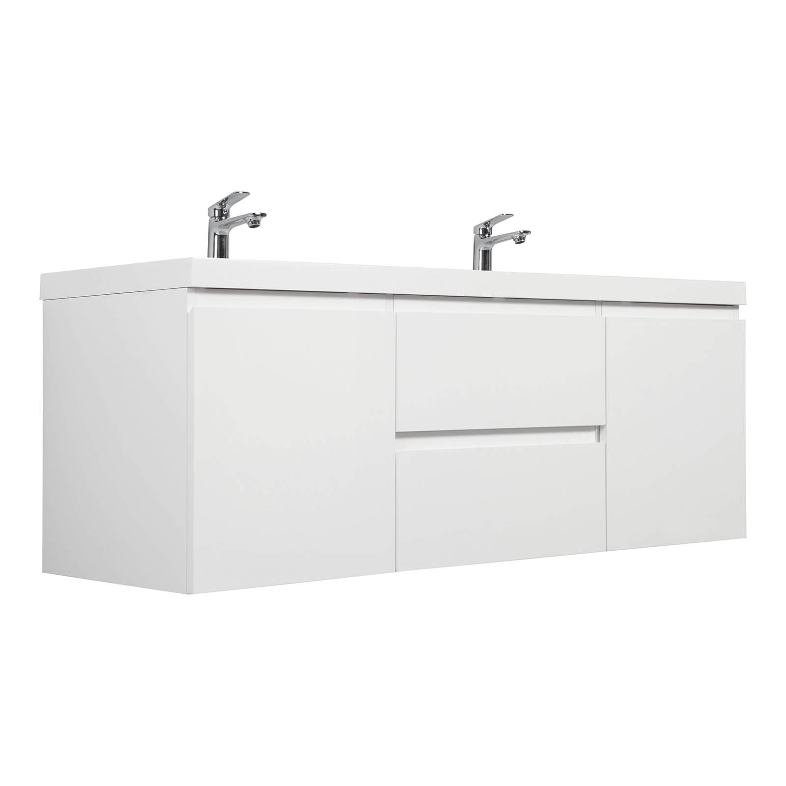 Minimalist double sink bathroom vanity with durable_ moisture resistant construction