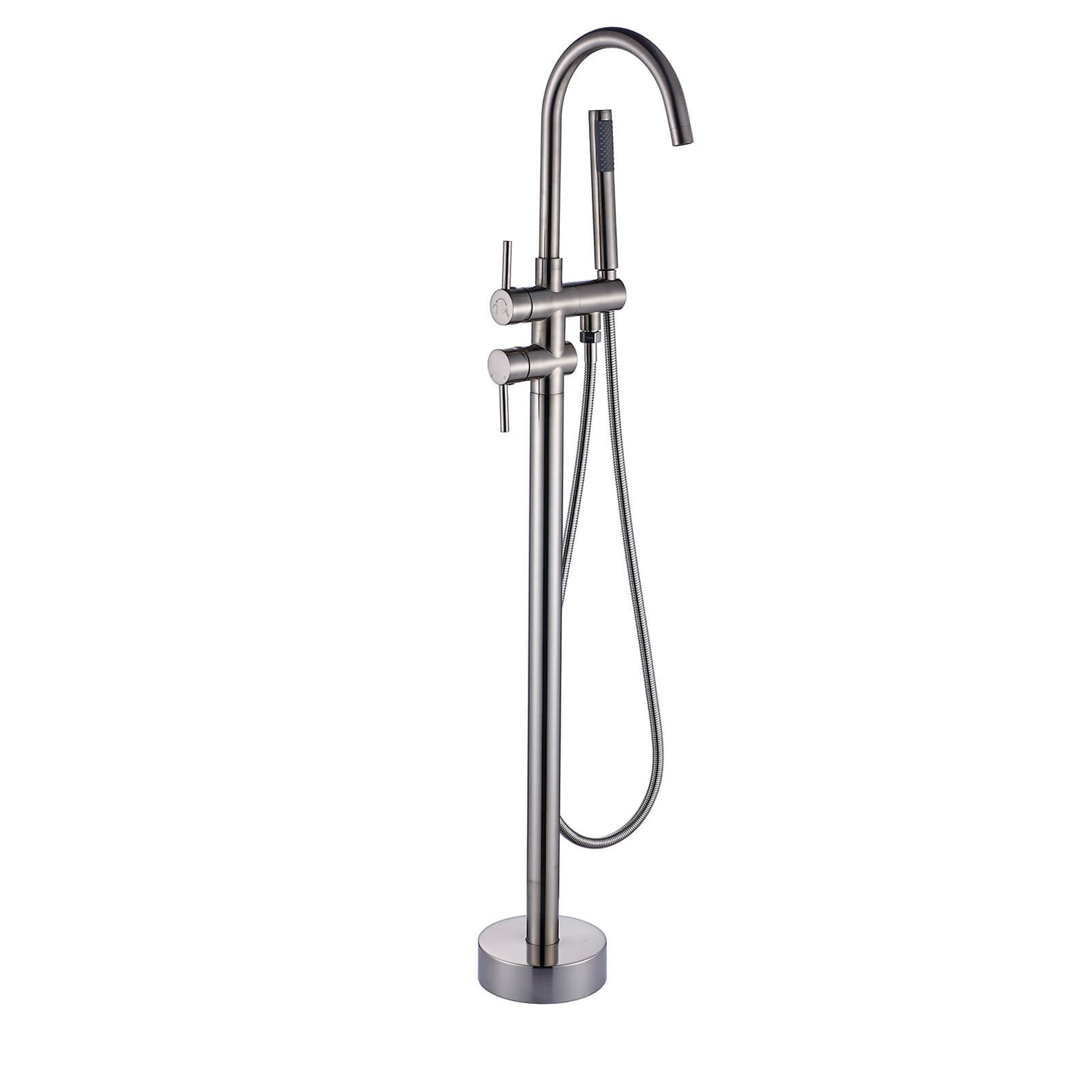 Minimalist dual handle tub faucet with handheld sprayer