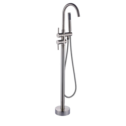 Minimalist dual handle tub faucet with handheld sprayer