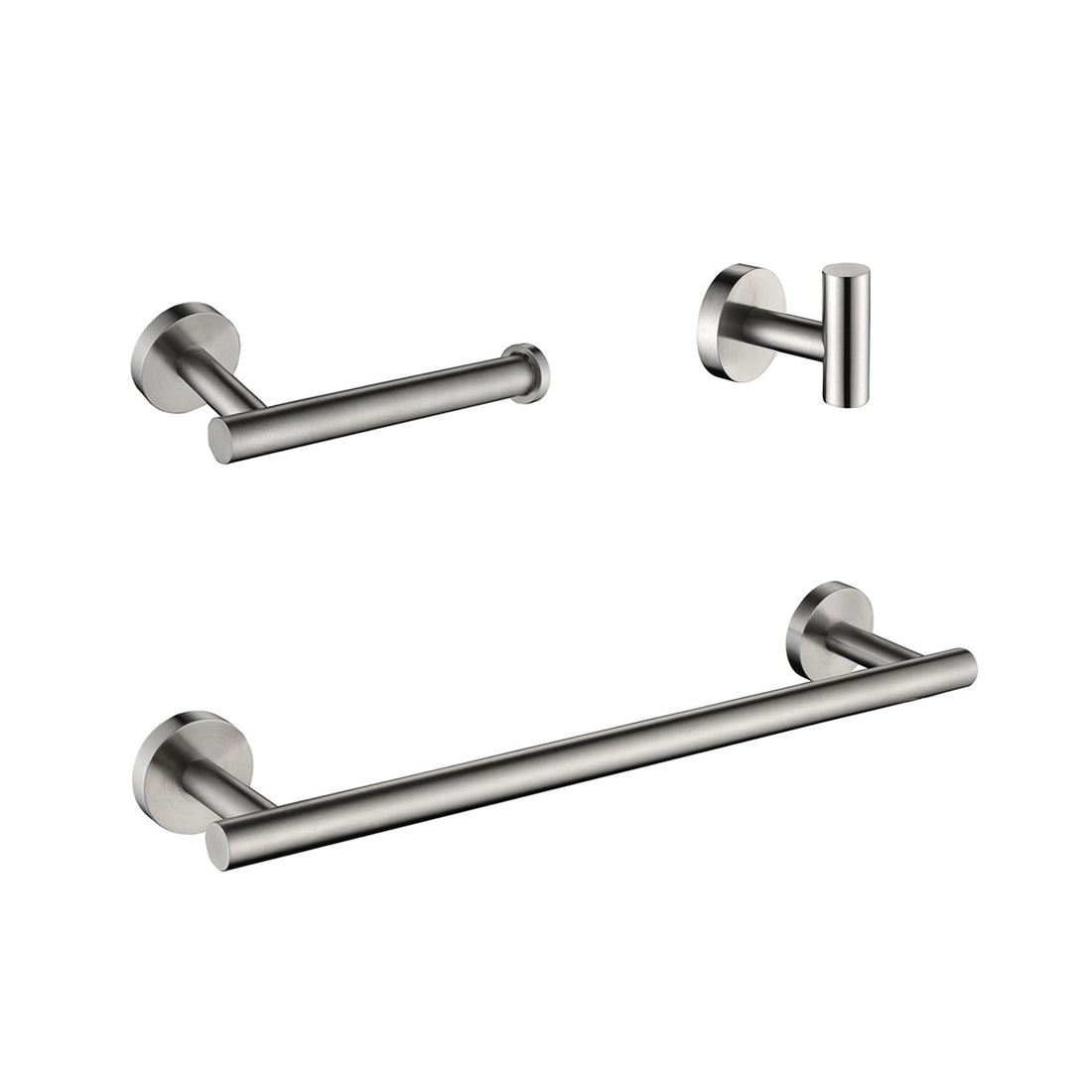 Minimalist 3-Piece Brushed Nickel Bathroom Towel Rack Set