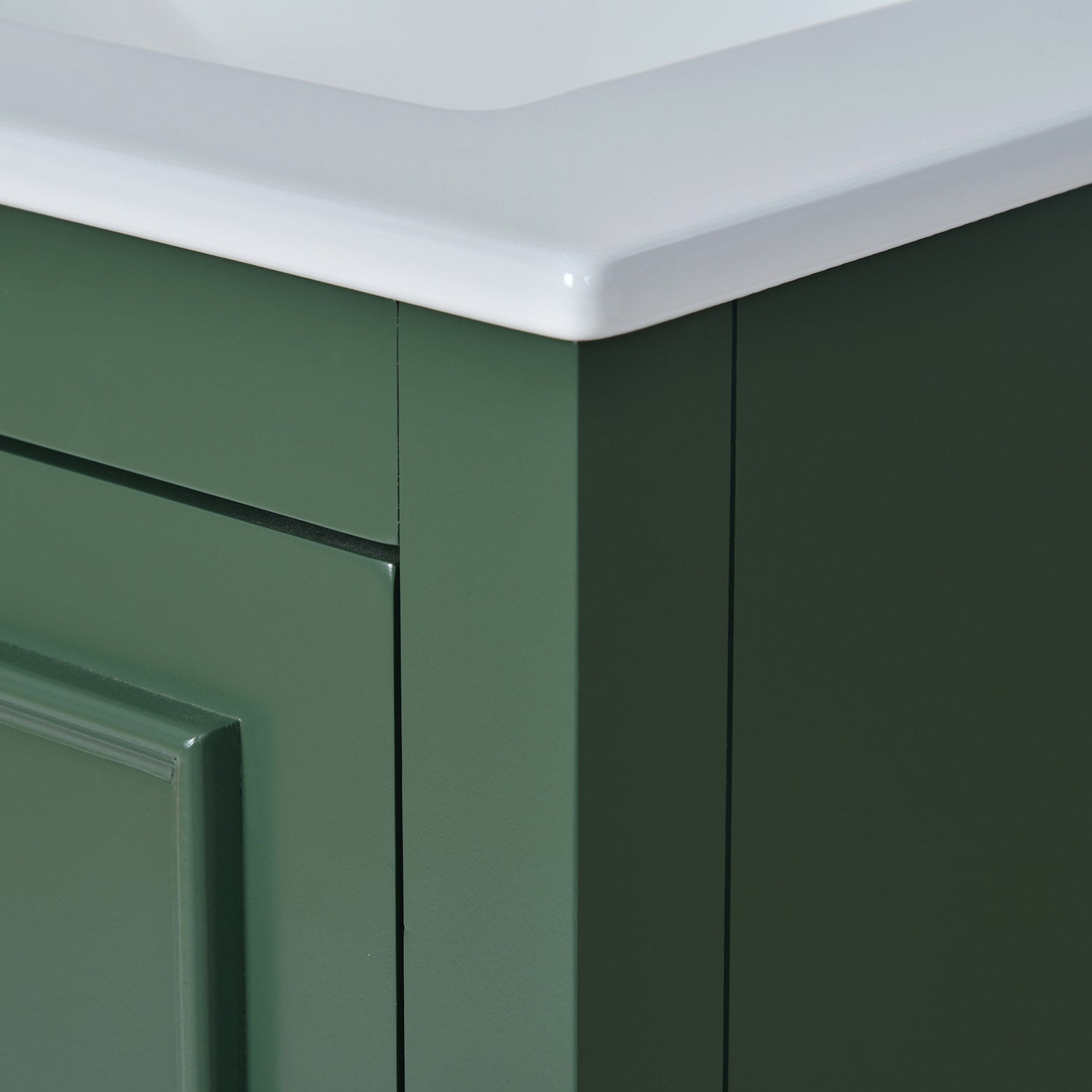 Minimalist bathroom cabinet with seamless ceramic basin