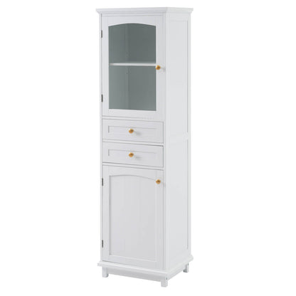 Minimalist white linen cabinet for modern bathroom interiors