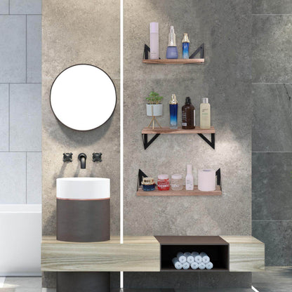 Floating Shelves with Brackets for Bathroom Organization and Decor (Set of 3)