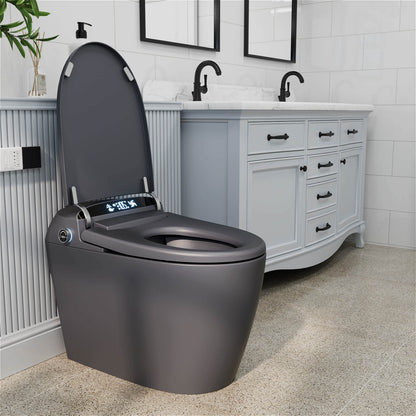 Mobile Drying Matte Gray Smart Toilet with Bidet