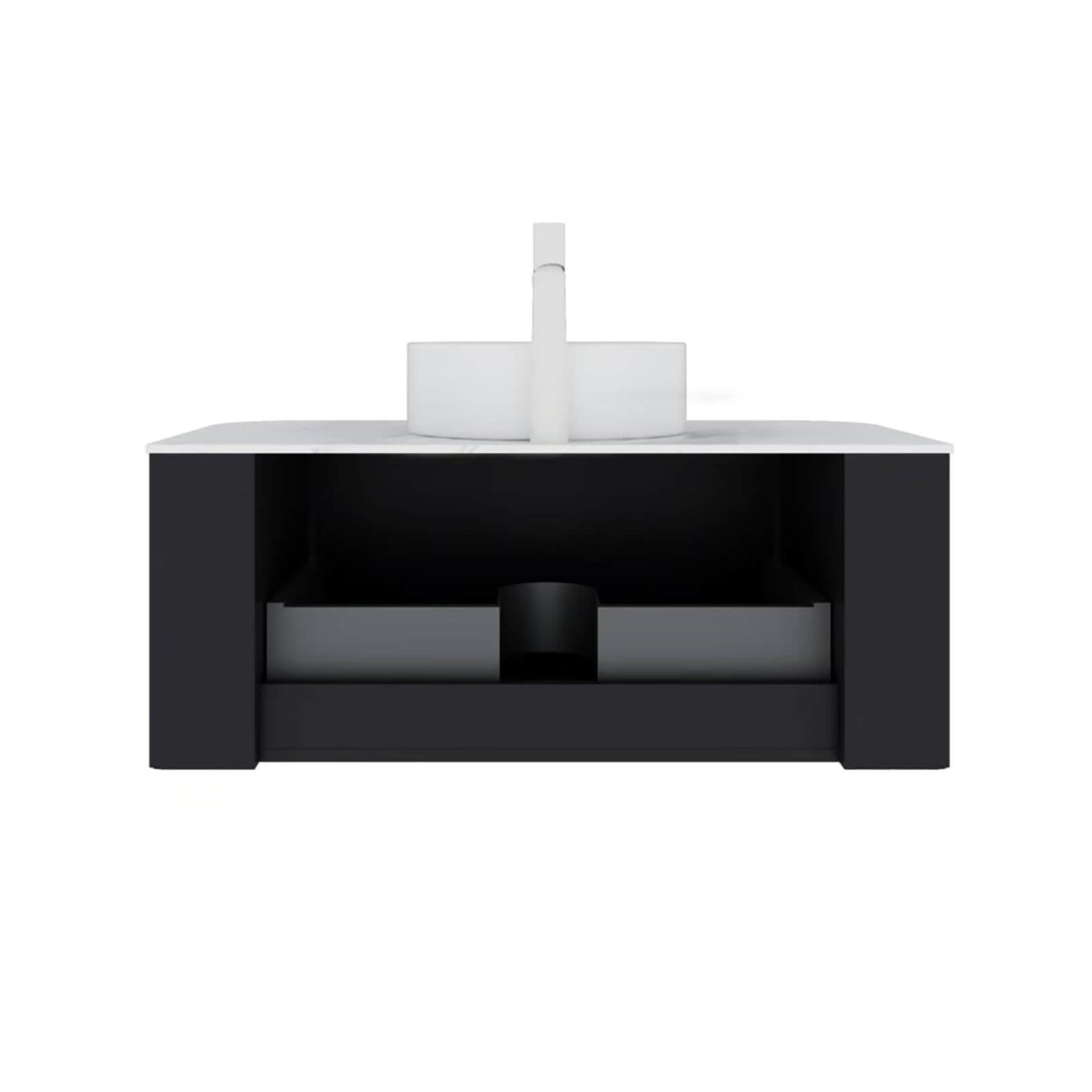 Modern 36 in Black Wall Mounted Vanity with Round Ceramic Sink