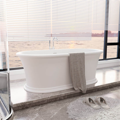 Modern 61 inch pedestal tub with sleek design and enhanced spatial compatibility