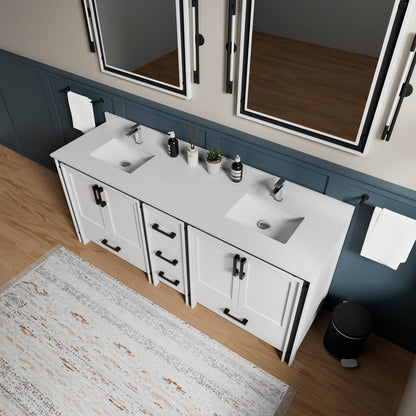 Modern 80 inch white vanity with dual sinks and minimalist design for a stylish bathroom