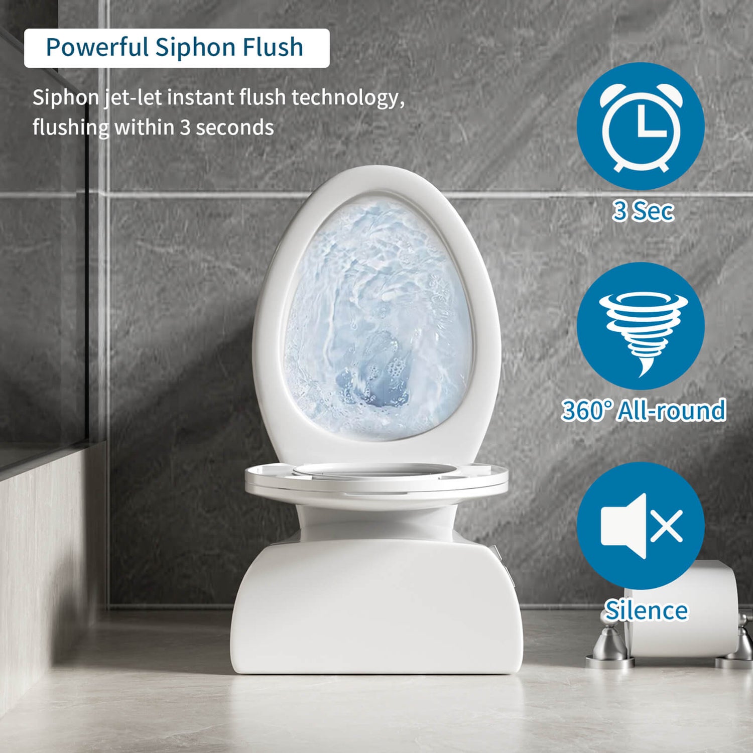 Modern Tornado Flush toilet featuring powerful swirl action flush