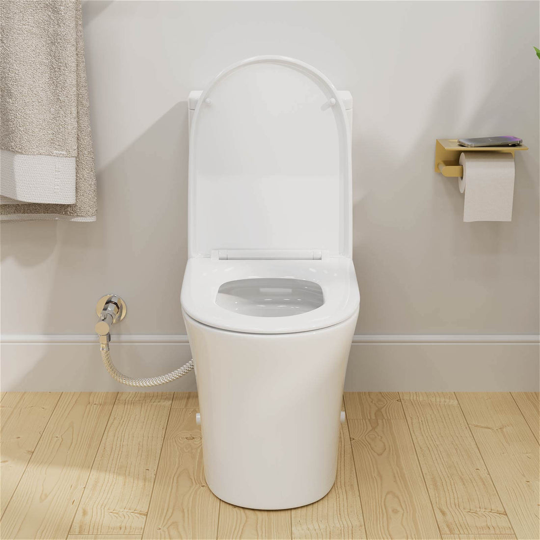 Modern skirted base toilet for easy cleaning and sleek look
