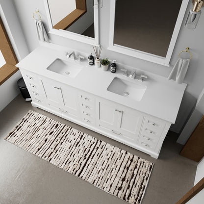 Modern white dual sink vanity for large bathrooms