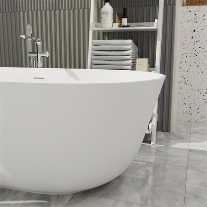 Modern white freestanding bathtub with scratch resistant composite material