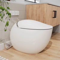Modern Egg-Shaped Floor Mounted Smart Toilet with Built-in Water Tank