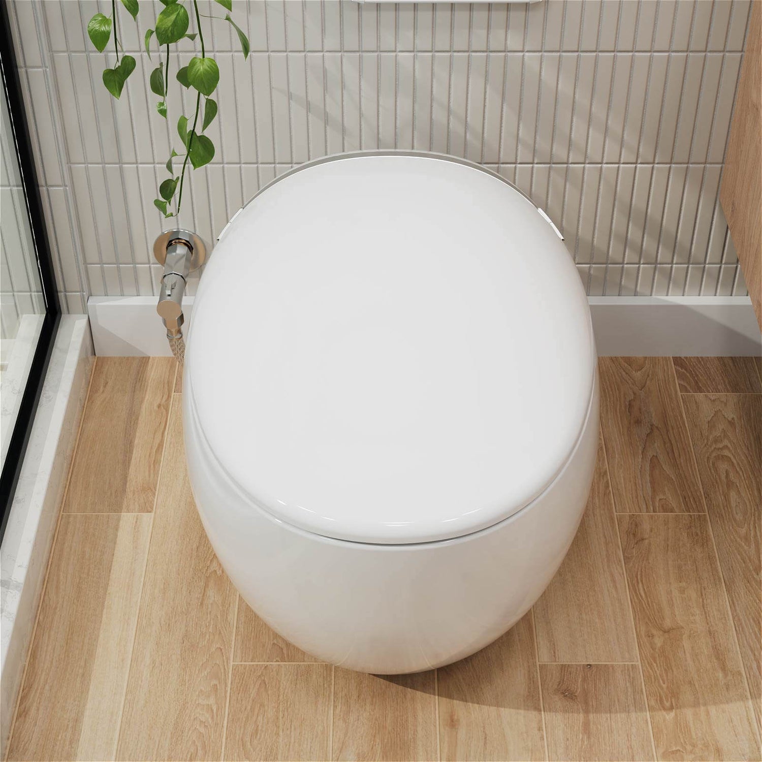 Modern Egg-Shaped Floor Mounted Smart Toilet with Built-in Water Tank