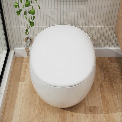 Modern Egg-Shaped Floor Mounted Smart Toilet with Built-in Water Tank