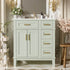 Modern 30 inch Green Solid Wood Bathroom Storage Vanity with Ceramic Sink