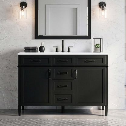 Modern 48 Inch Freestanding Bathroom Vanity White Composite Sink Straight View