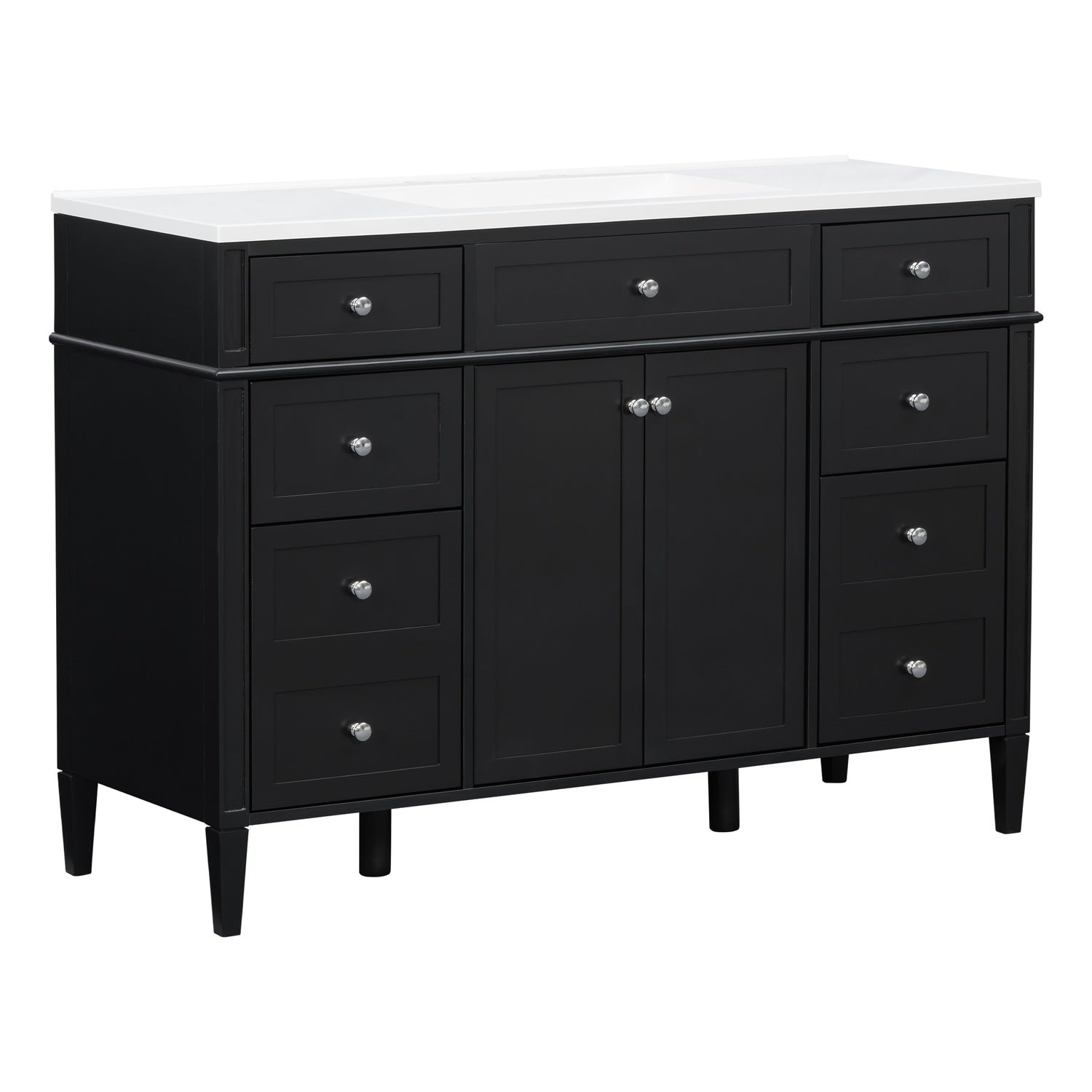 Modern Black 48 inch Freestanding Bathroom Vanity Side Angle Scene Setup