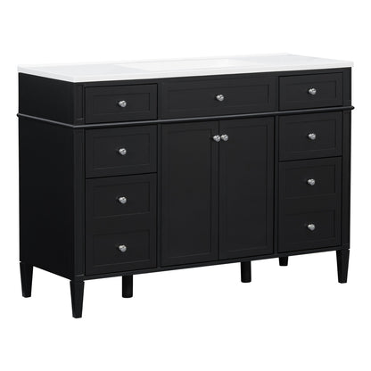 Modern Black 48 inch Freestanding Bathroom Vanity Side Angle Scene Setup