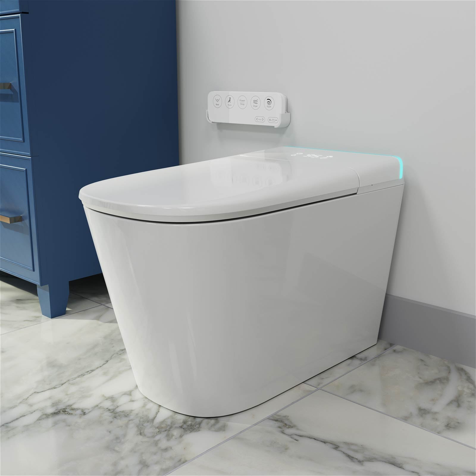Modern LED Light Smart Bidet Toilet with Built-in Water Tank