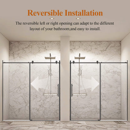 Modern Luxury Bathroom Interior Design with Matte Black Frameless Sliding Shower Door