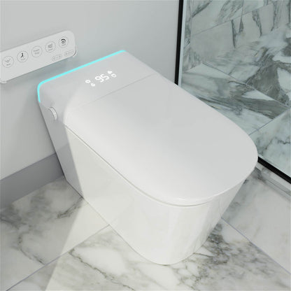 Modern Silent Flushing Smart Bidet Toilet with Built-in Water Tank LED Light Remote Control