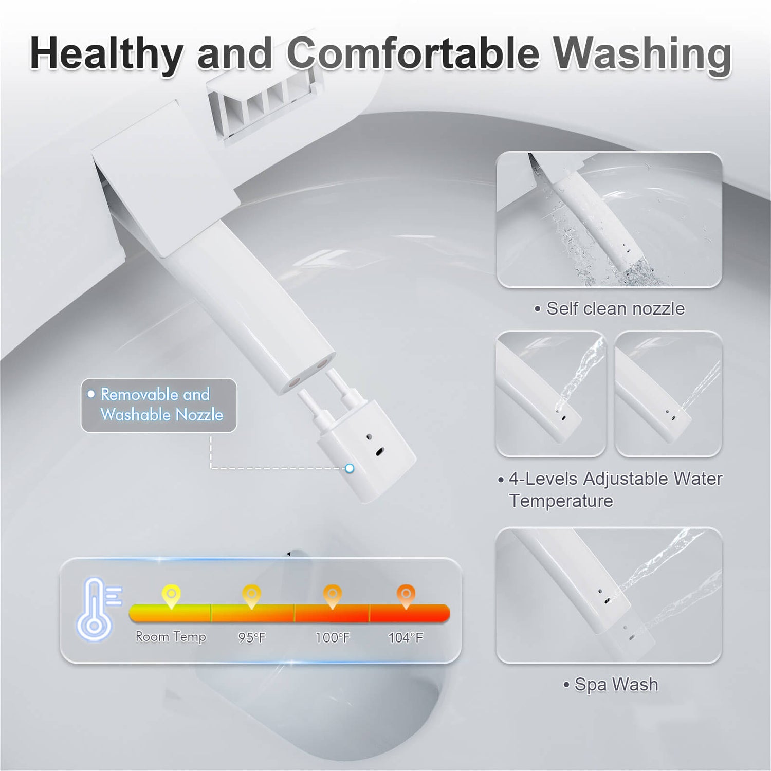 Modern Smart Toilet with Removable and Washable Nozzle