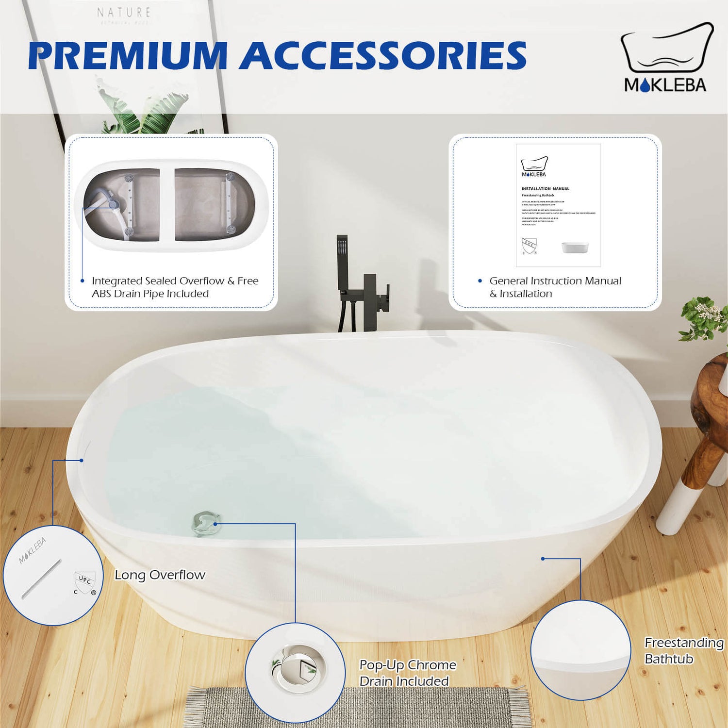 Modern Style 59 inch Single Slipper stand alone tub