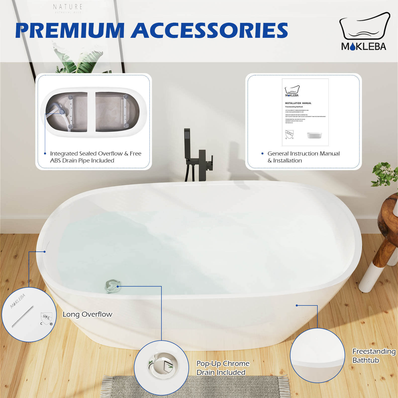 Modern Style 59 inch Single Slipper stand alone tub