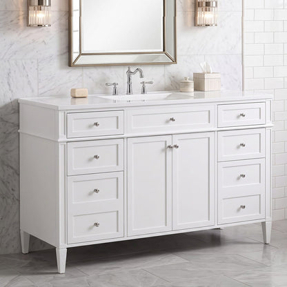 Modern White 48 inch Freestanding Bathroom Vanity Side Angle Scene Setup