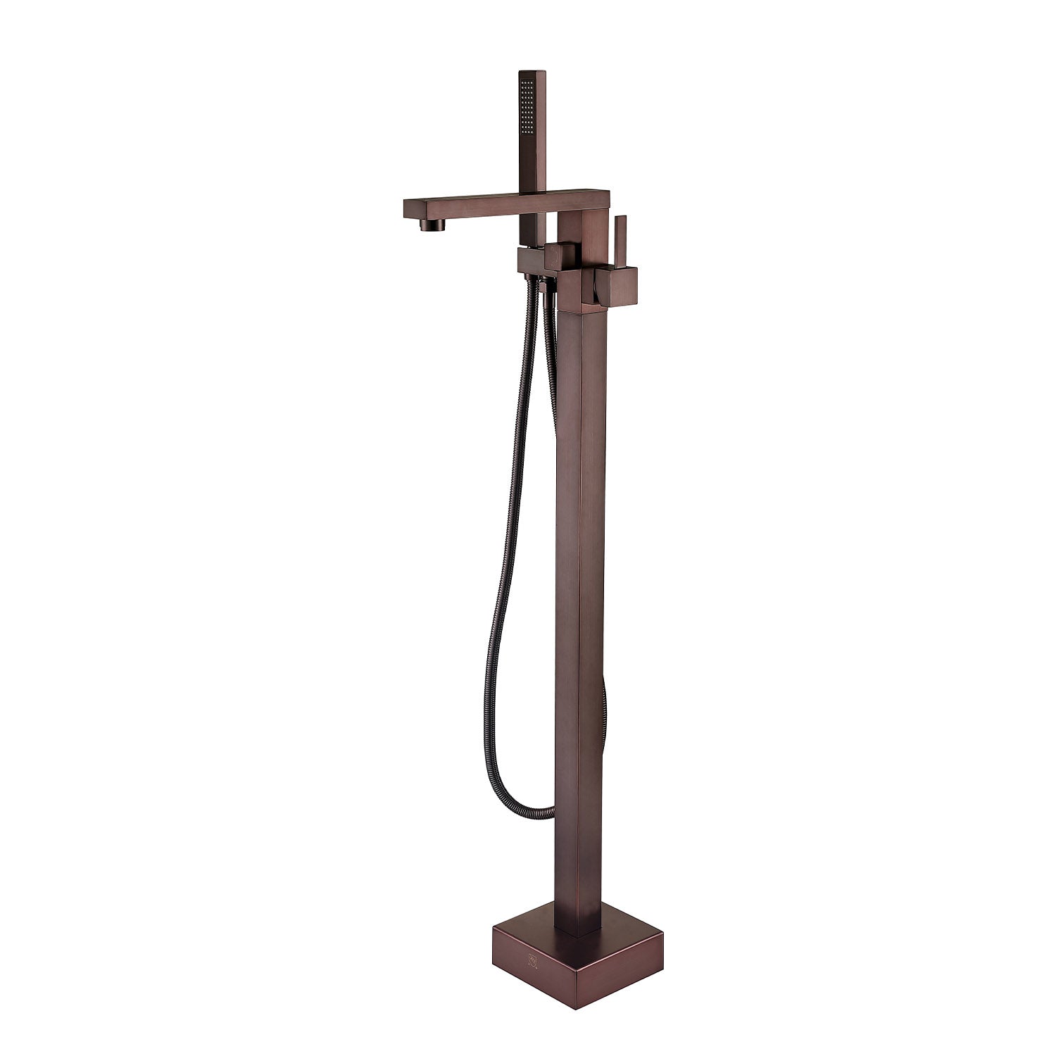 Modern bathtub faucet with oil-rubbed bronze finish and hose