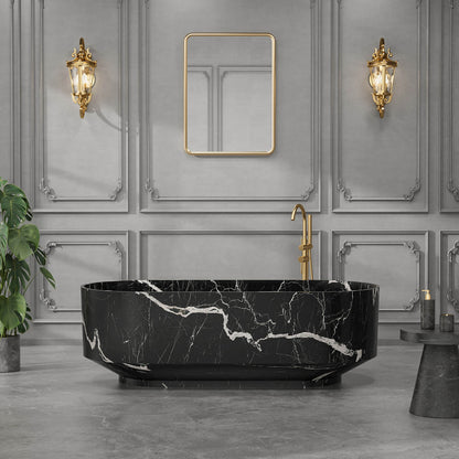 Modern black marble bathtub durable solid surface construction
