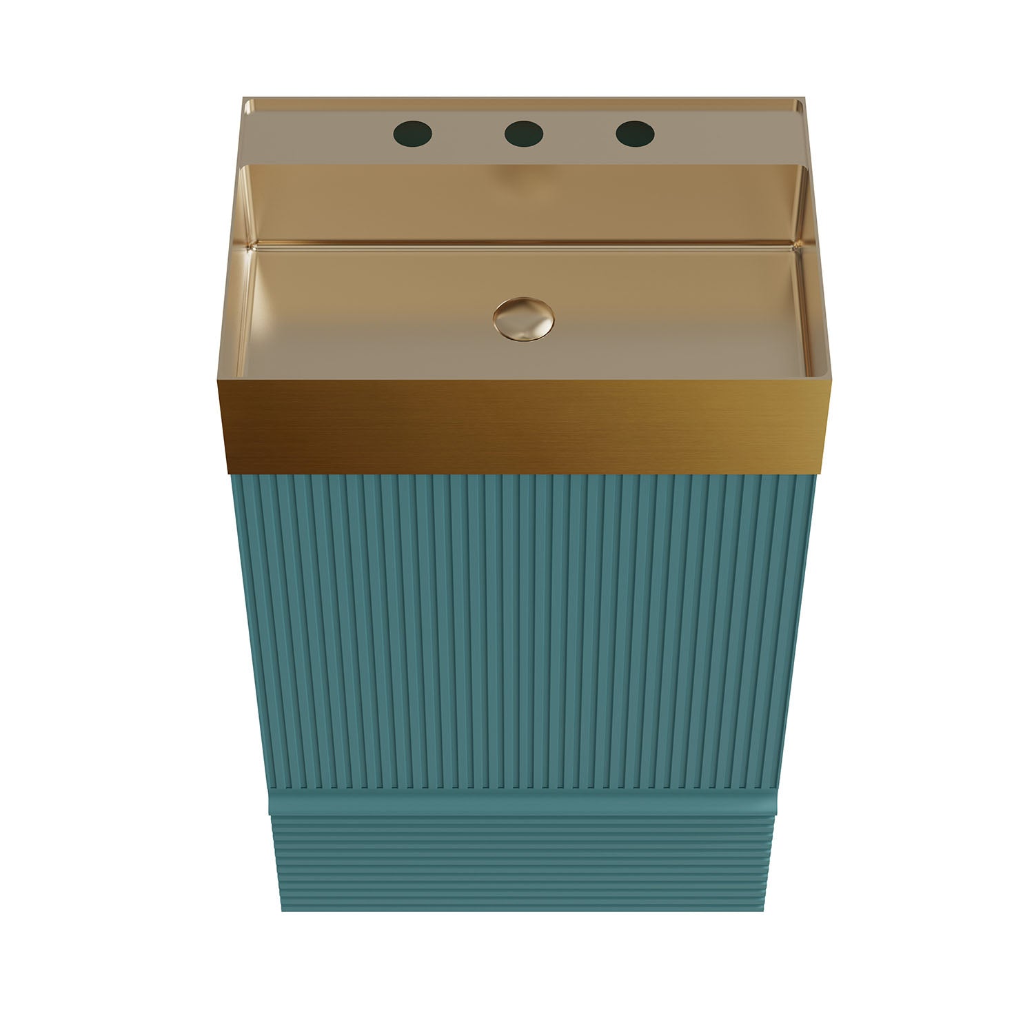 Modern green bathroom vanity with three-hole sink