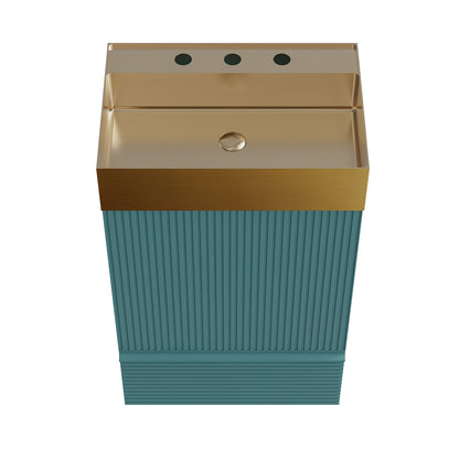 Modern green bathroom vanity with three-hole sink