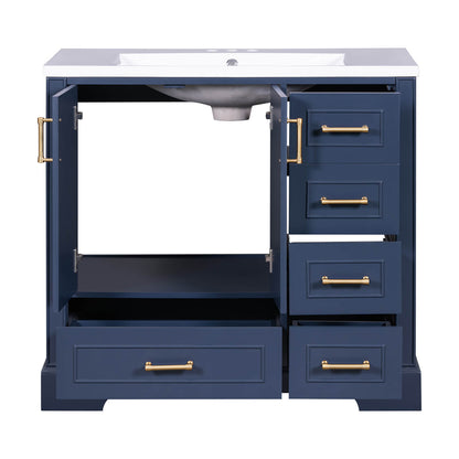 Modern home blue bathroom vanity with resin sink