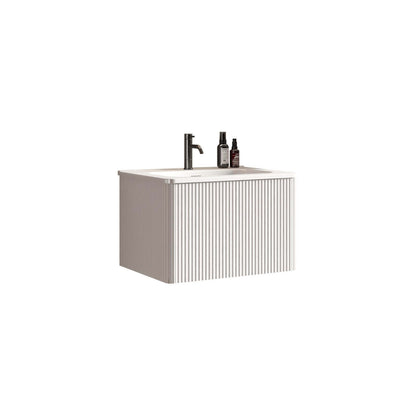 Modern white bathroom vanity with smooth sliding drawers for easy access