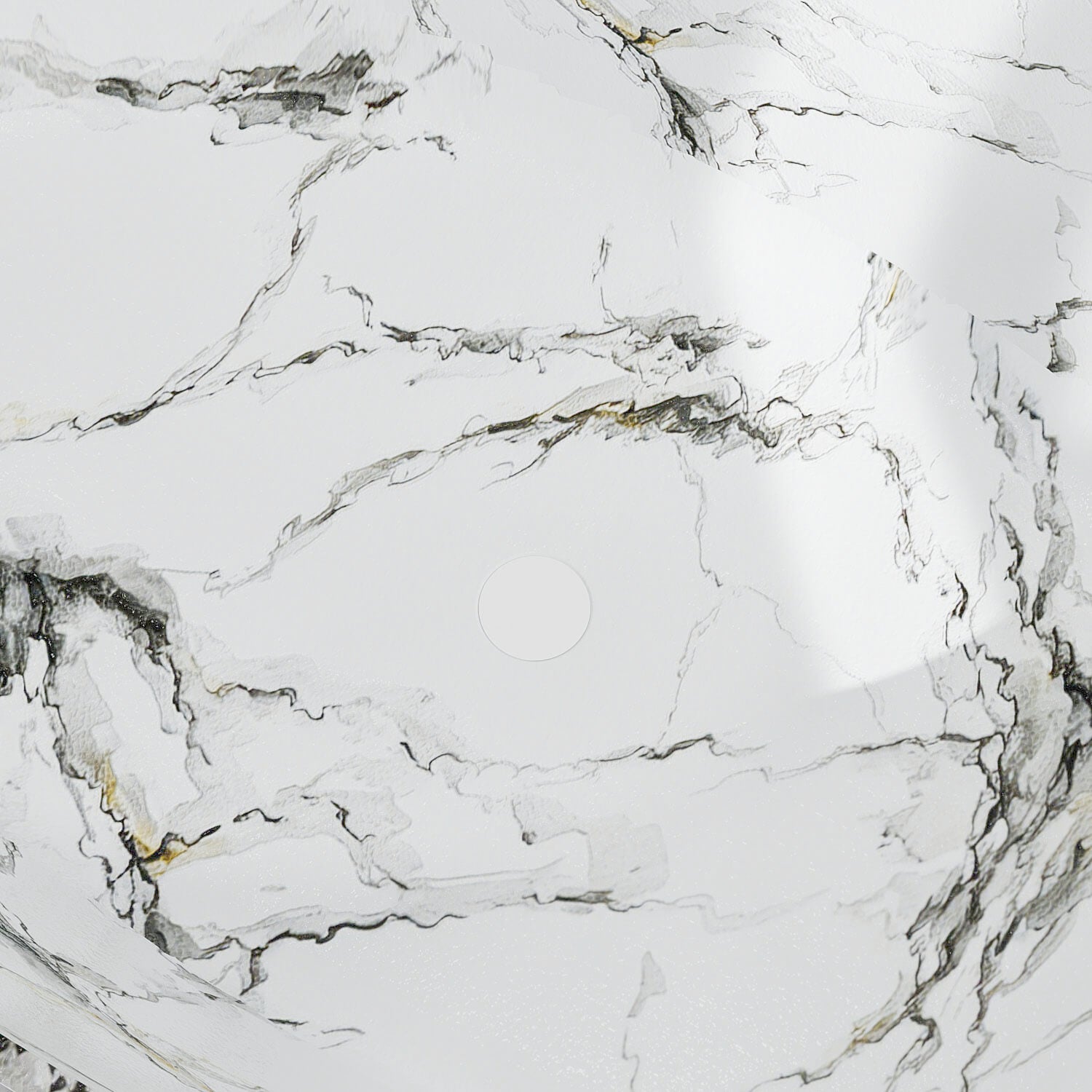 Modern white stone resin bathtub with matching pop-up drain