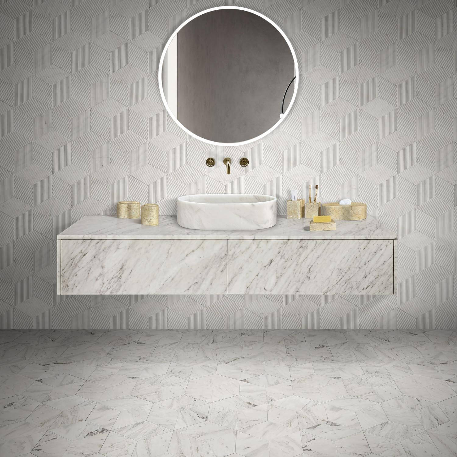 24" White Natural Marble Oval Bathroom Vessel Sink for Vanity Countertop