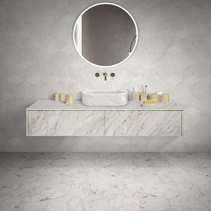 24" White Natural Marble Oval Bathroom Vessel Sink for Vanity Countertop