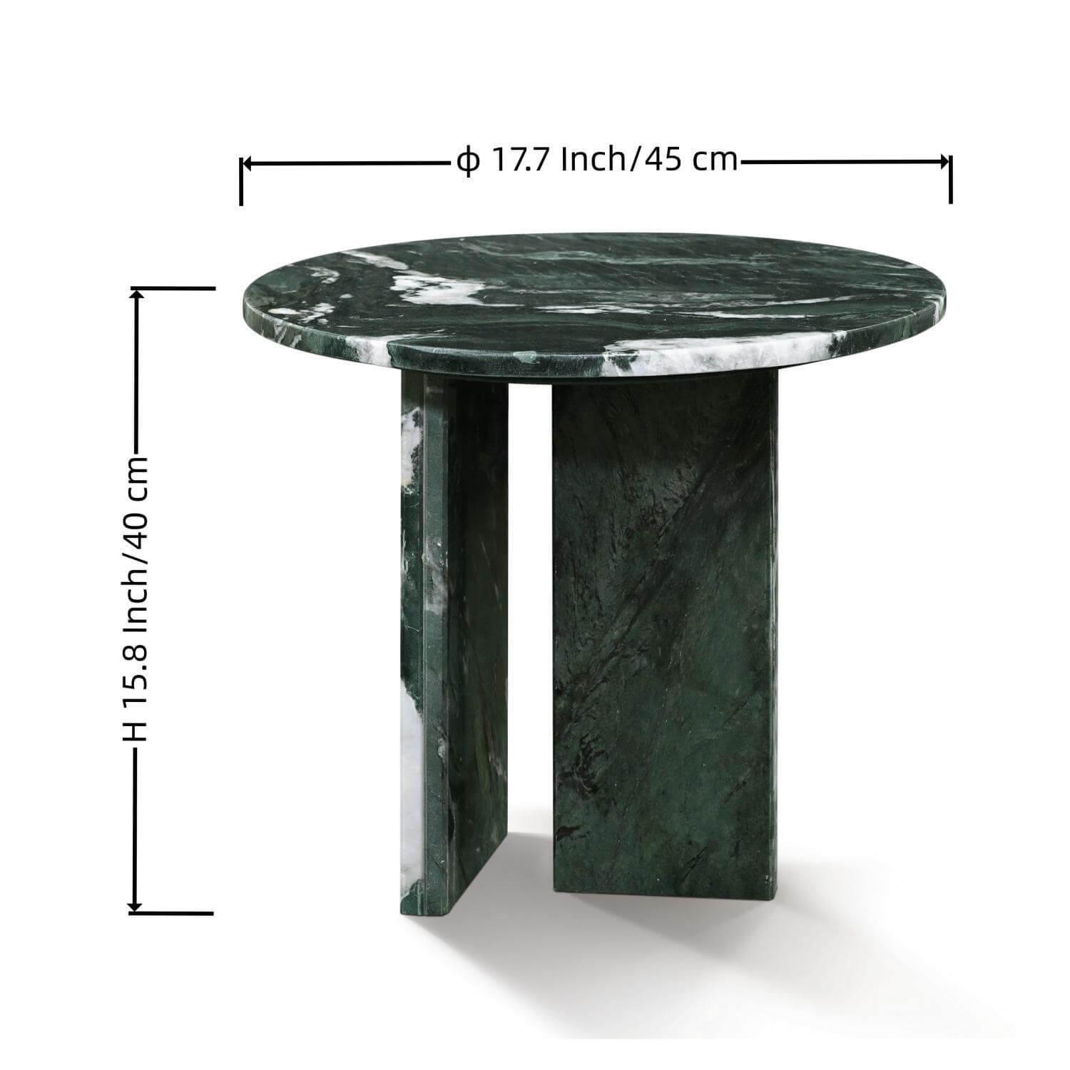 18" Modern Round Green Natural Marble Side Table for Bathroom and Livingroom
