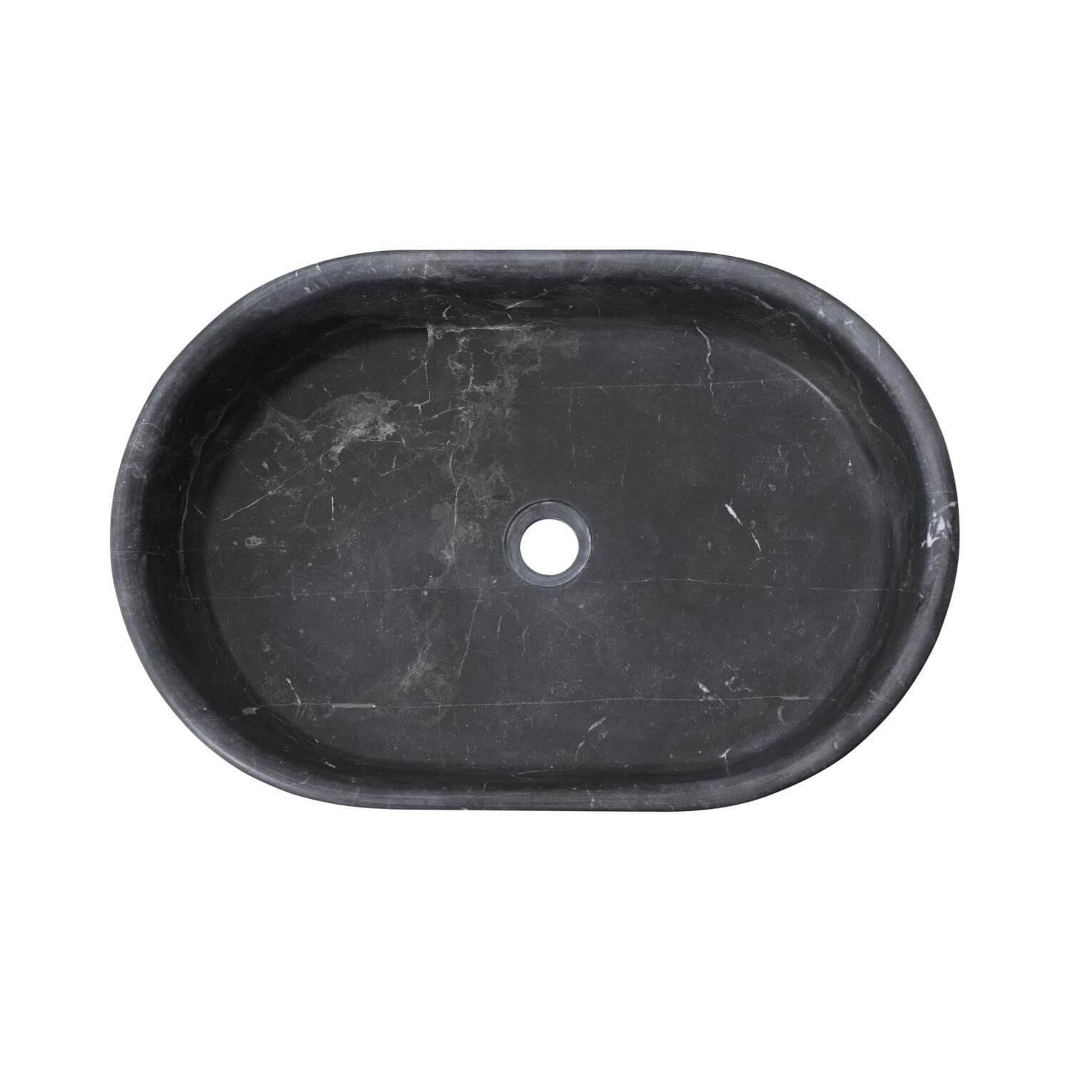 24" Matte Black Marble Oval Bathroom Vessel Sink for Vanity Countertop
