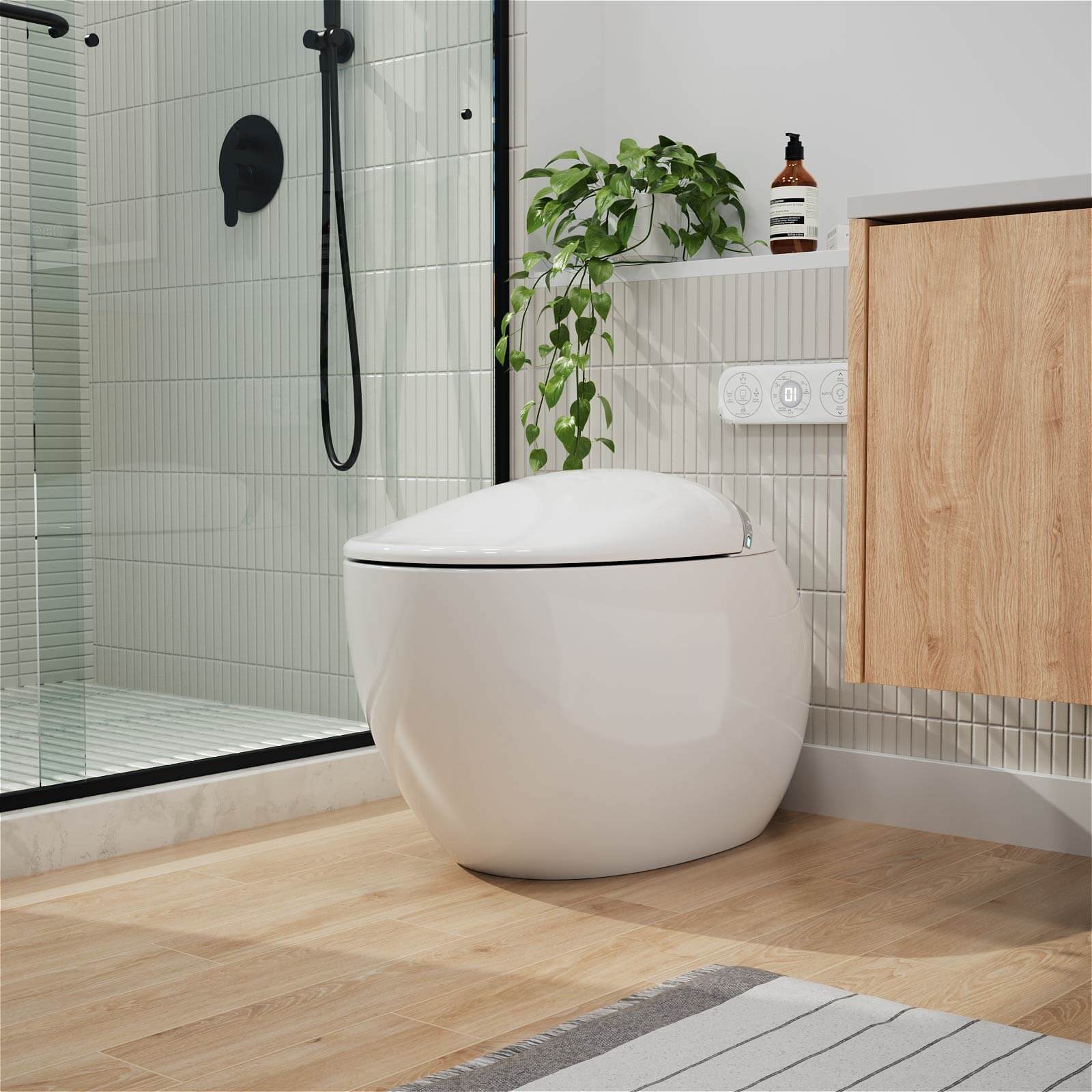 Modern Egg-Shaped Floor Mounted Smart Toilet with Built-in Water Tank