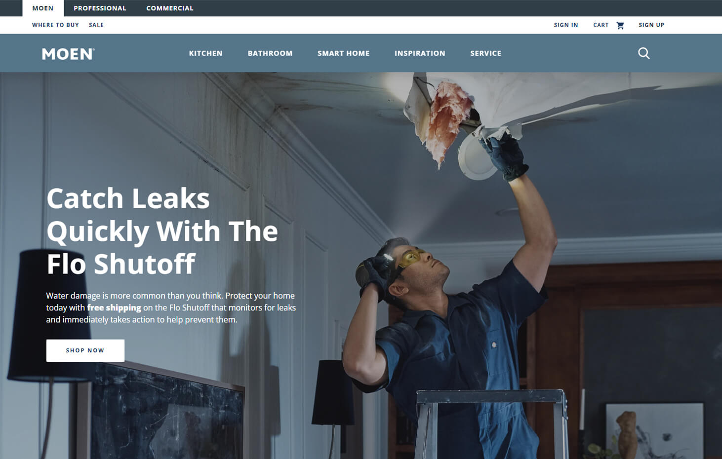 Moen official website homepage interface