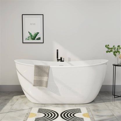 Mokleba 59 inch Acrylic Double Slipper Freestanding Bathtub Deep Soaking Tub
